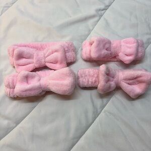 Pink 4 Pcs Spa Headband, Hair Band for Washing Face, Makeup, skincare Headband